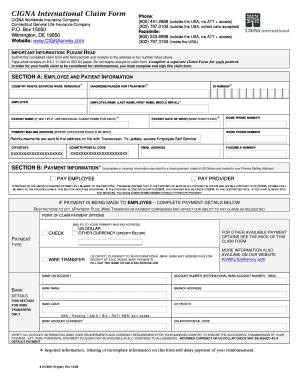 Fillable Online CIGNA International Claim Form Your Transocean 