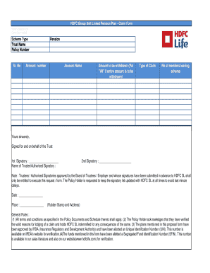 Fillable Online Claim Form HDFC Life Fax Email Print PdfFiller