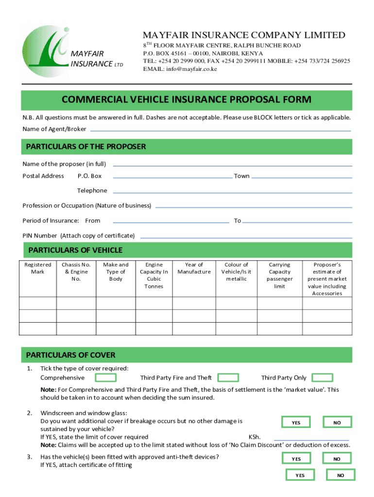 Fillable Online CLAIM MAYFAIR 1 pdf MAYFAIR INSURANCE COMPANY LIMITED 