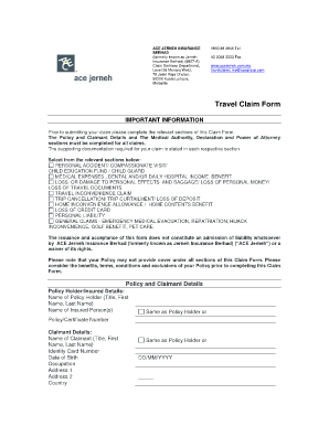 Fillable Online Download Claim Form ACE Travel Insurance Fax Email 