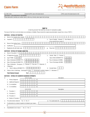 Fillable Online Download Claim Form Apollo Munich Health Insurance 