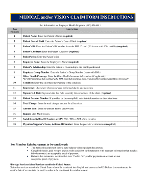 Fillable Online Ehp MEDICALVISION CLAIM FORM doc Ehp Fax Email Print