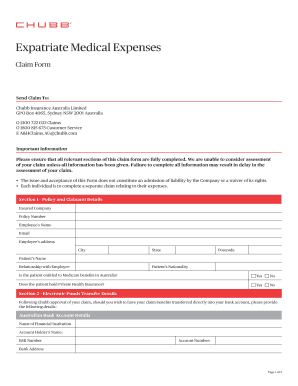 Fillable Online Expatriate Medical Claim Form Chubb Fax Email Print 