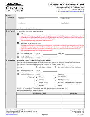 Fillable Online Fee Payment Contribution Form Olympia Trust Company 