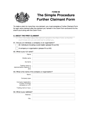 Fillable Online Form 3A Claim Form Scottish Courts Fax Email Print 