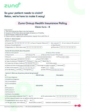 Fillable Online Group Health Claim Form Part B Fax Email Print PdfFiller