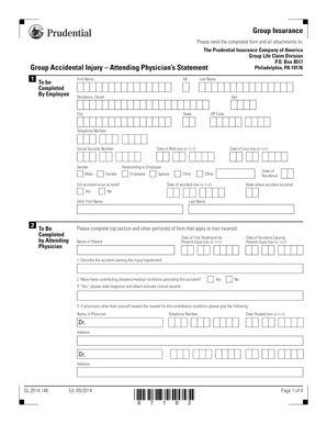 Fillable Online Group Life Accidental Injury Claim Form Prudential 