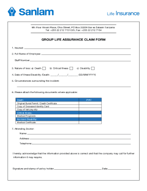 Fillable Online GROUP LIFE ASSURANCE CLAIM FORM 2 Fax Email Print 