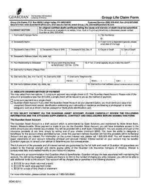 Fillable Online Group Life Claim Form Group Life Claims P Fax Email 