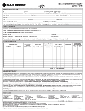 Fillable Online HEALTH SPENDING ACCOUNT CLAIM FORM Blue Cross Canada