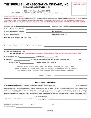 Fillable Online Id Form 101 SIS Insurance Services Fax Email Print 