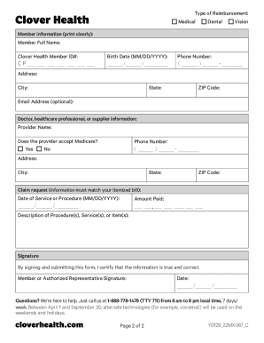 Fillable Online Member Medical Reimbursement Claim Form Wellcare Fax