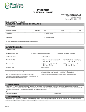 Fillable Online Statement of Claims Form pdf Medica Fax Email Print 