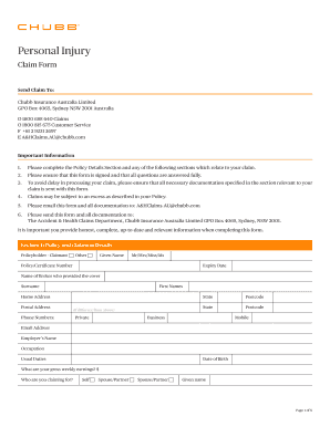 Fillable Online Travel Insurance Claim Form Chubb Fax Email Print 