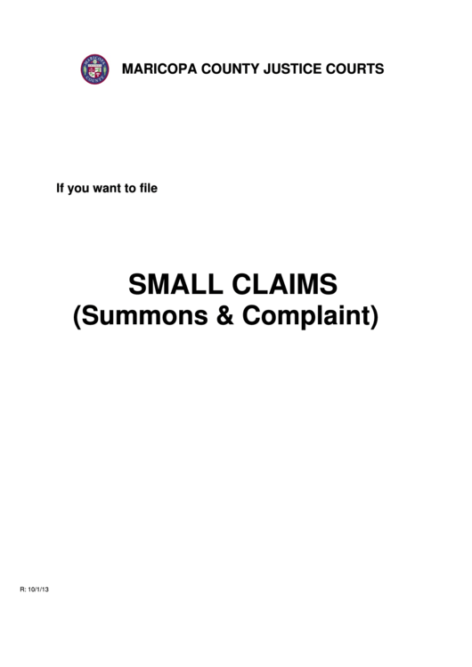 Fillable Small Claims Summons Complaint Forms Maricopa County 