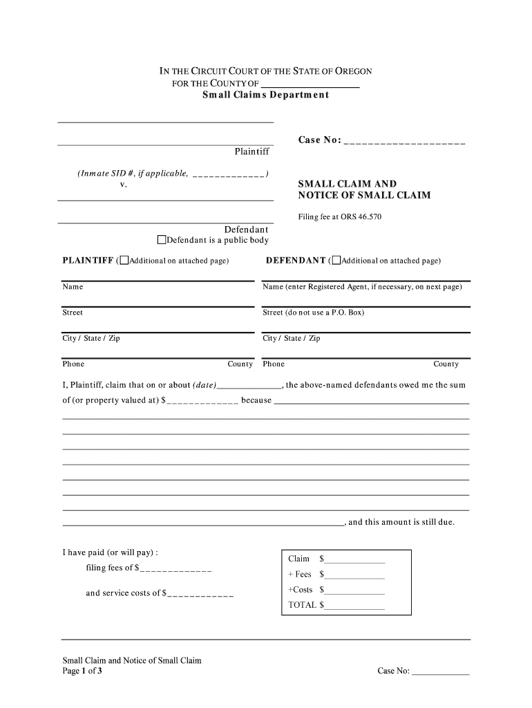 Fillable Statement Of Claim Florida Printable Pdf Download 