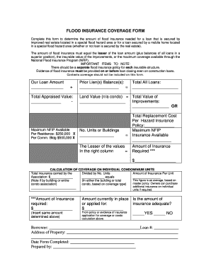 Flood Insurance Coverage Form Fill And Sign Printable Template Online