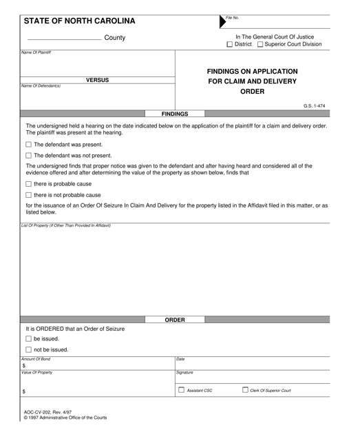 Form AOC CV 202 Fill Out Sign Online And Download Fillable PDF 