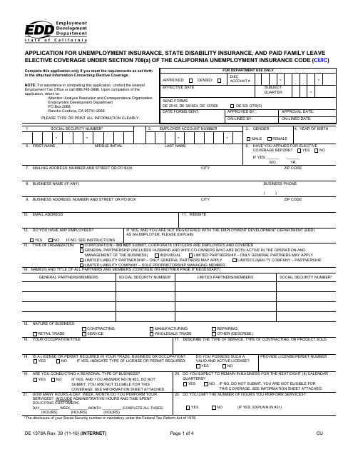 Form DE1378A Fill Out Sign Online And Download Fillable PDF 