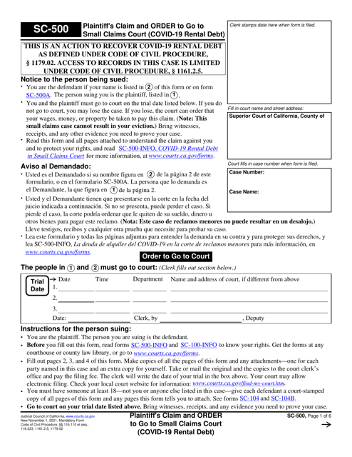 Form SC 500 Fill Out Sign Online And Download Fillable PDF 