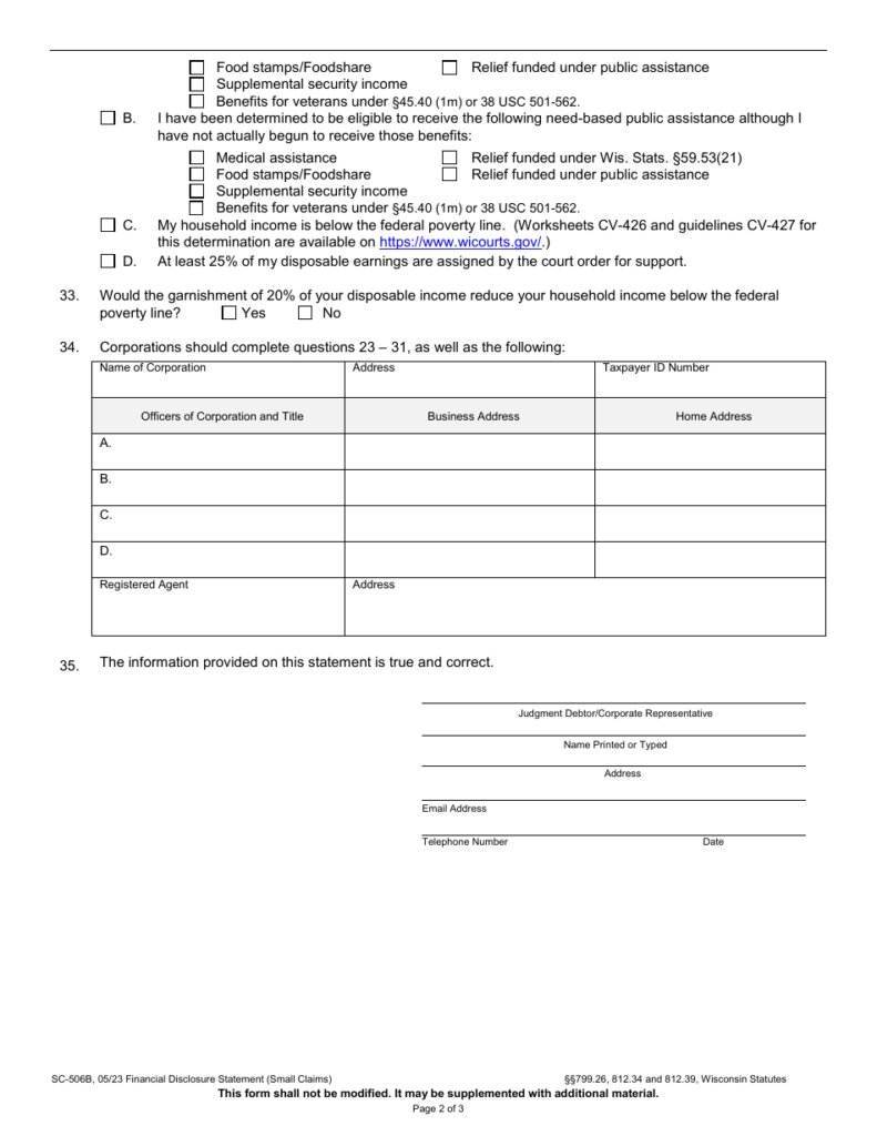 Form SC 506B Download Printable PDF Or Fill Online Financial Disclosure 