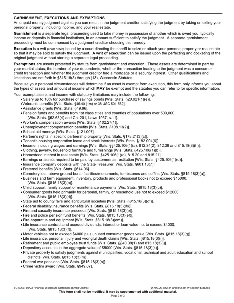 Form SC 506B Download Printable PDF Or Fill Online Financial Disclosure 