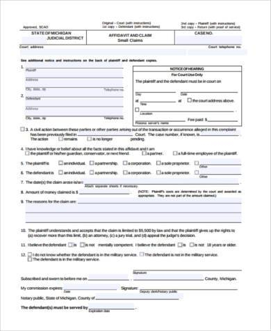 FREE 10 Sample Small Claim Forms In PDF MS Word