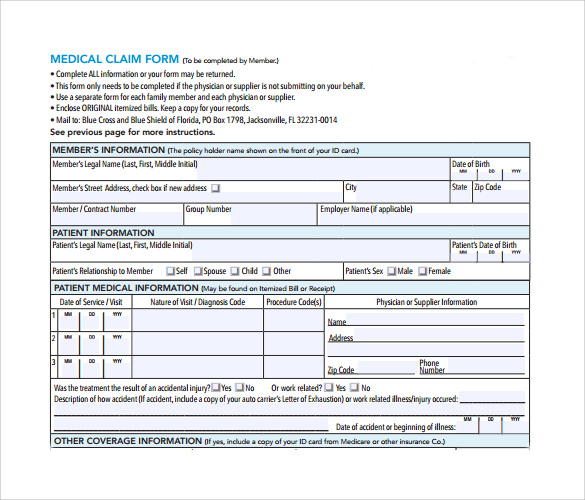 FREE 14 Medical Claim Forms In PDF MS Word