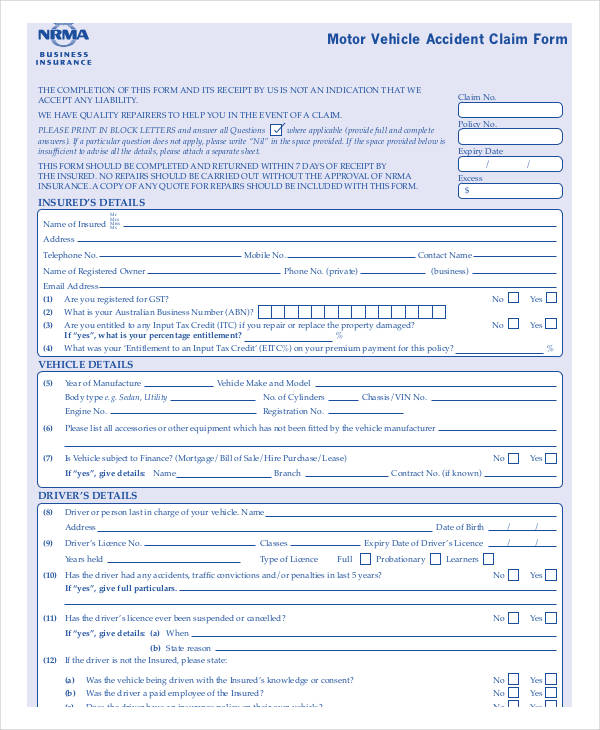 FREE 36 Claim Form Samples PDF MS Word Google Docs Excel