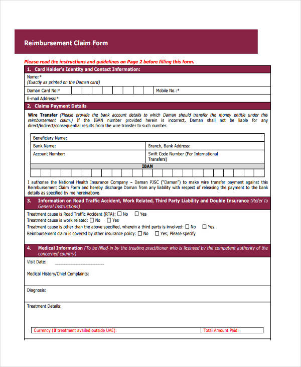 FREE 37 Sample Claim Forms In PDF Excel MS Word