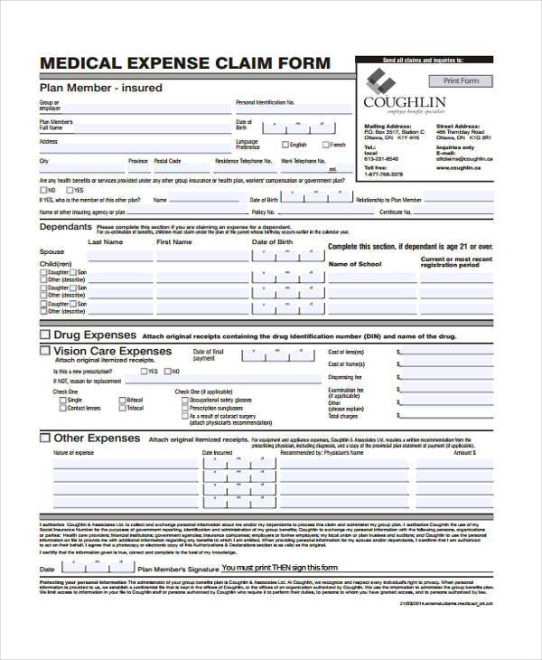 FREE 8 Sample Medical Expense Forms In PDF MS Word