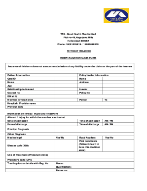 Good Health Tpa Claim Form Fill Online Printable Fillable Blank