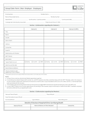 Group Claim Form Hdfc Life Insurance Fill And Sign Printable Template 