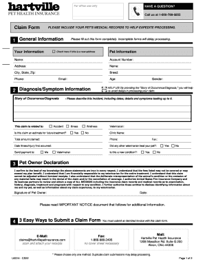 Hartville Pet Insurance Claim Form Fill And Sign Printable Template 