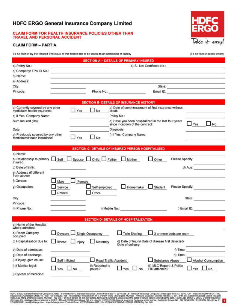 HDFC Ergo Health Suraksha Claim Form By Mohinidagar Issuu