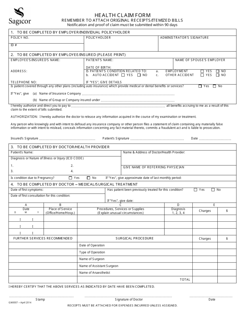 Health Claim Form Sagicor Fill Out Sign Online And Download PDF 