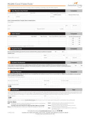 Health Cover Claim Form Australian Unity Fill And Sign Printable 