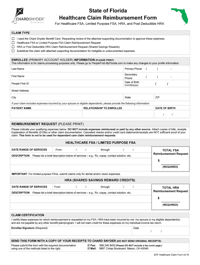 Healthcare Claim Reimbursement 2019 2024 Form Fill Out And Sign 