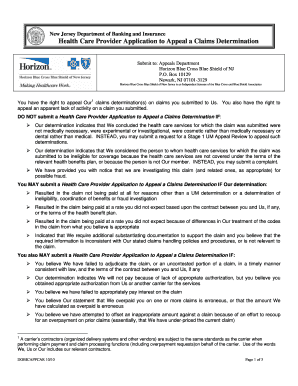 Horizon Nj Health Appeal Form Fill Online Printable Fillable Blank 