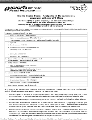 Icici Lombard Opd Claim Form Fill And Sign Printable Template Online