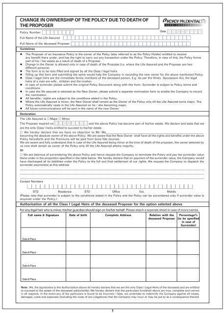 Icici Prudential Life Insurance Claim Form Pdf ClaimForms