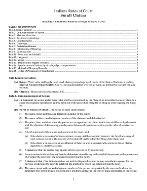 Indiana Small Claims Rules Form Fill And Sign Printable Template Online