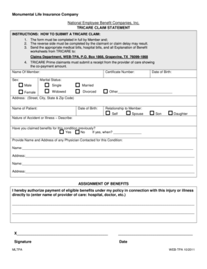 INSTRUCTIONS HOW TO SUBMIT A TRICARE CLAIM Fill And Sign Printable 