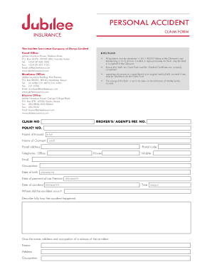 Jubilee Insurance Claim Form Fill And Sign Printable Template Online