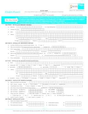 Max Bupa Health Claim Form Fill And Sign Printable Template Online