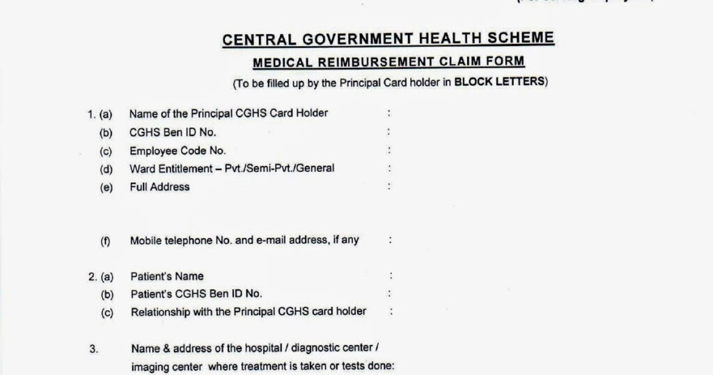 Medical Reimbursement Claim Form For Ap State Govt Employees At Nicole 