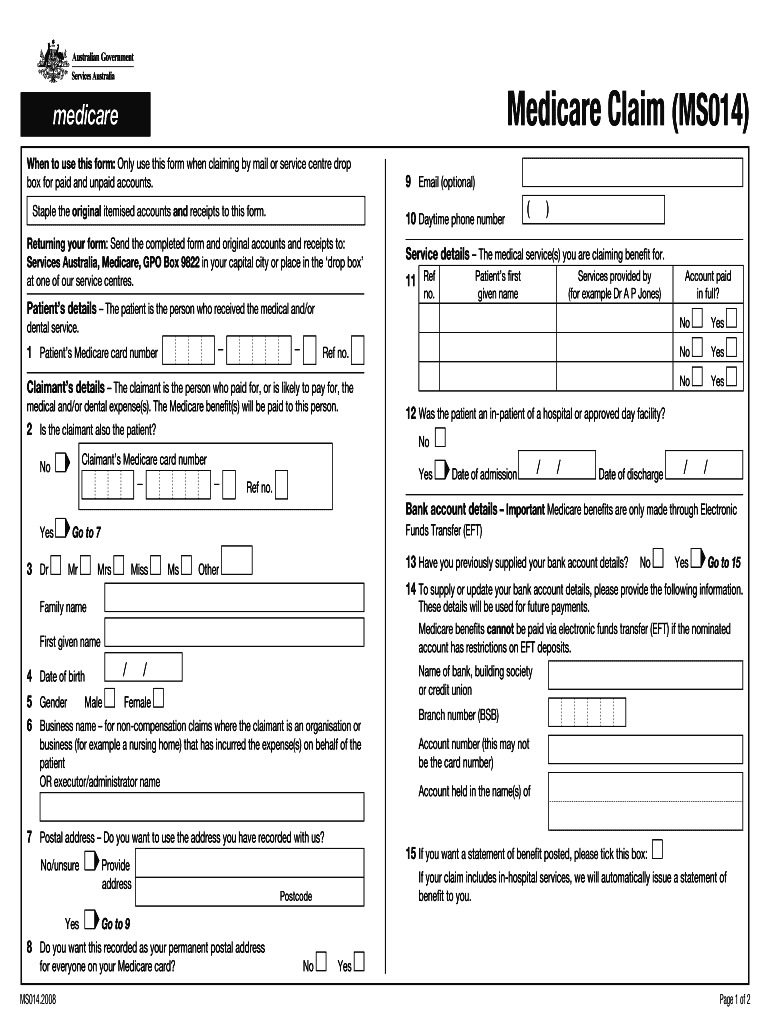 Medicare Claim 2020 2024 Form Fill Out And Sign Printable PDF 