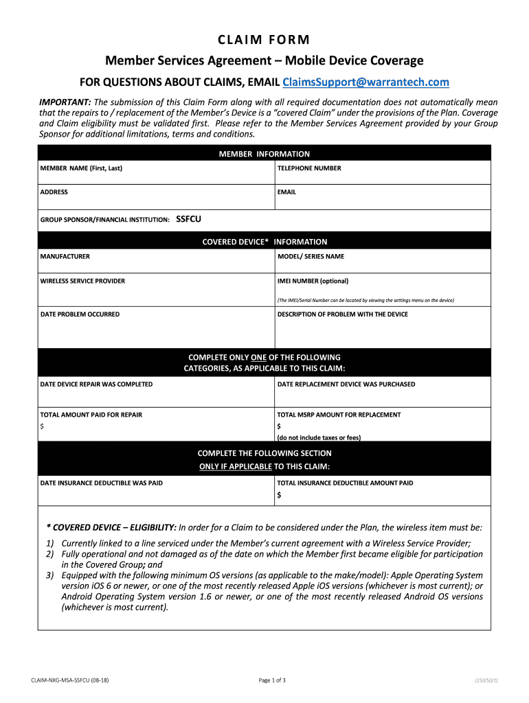 Mobile Device Claim 2018 2024 Form Fill Out And Sign Printable PDF 