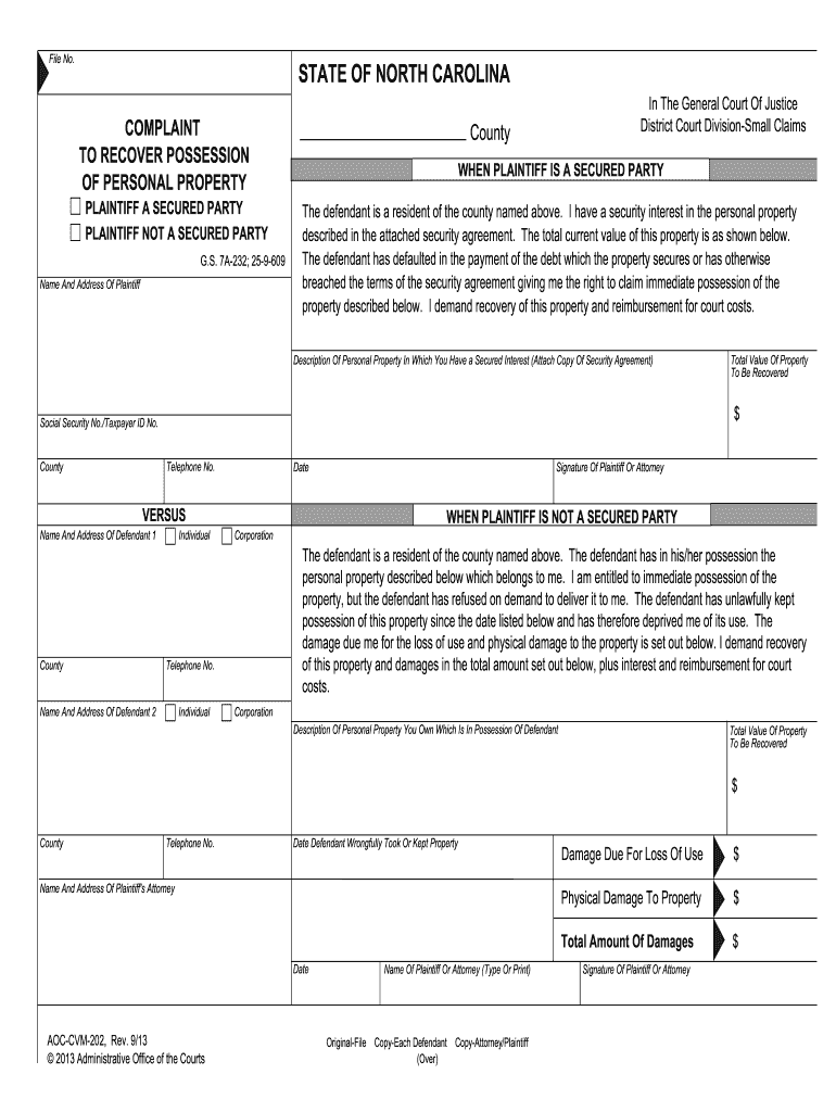 Nc Small Claims Court Forms Fill Out Sign Online DocHub