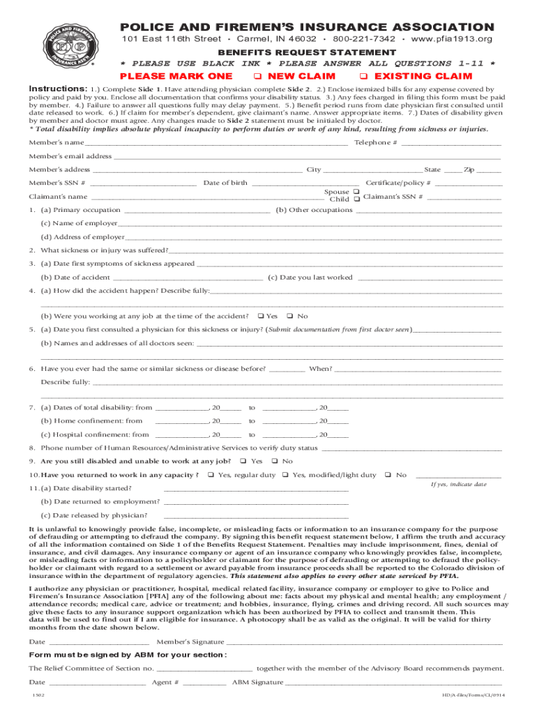 Police And Fire Insurance Claim Form 2020 2021 Fill And Sign 